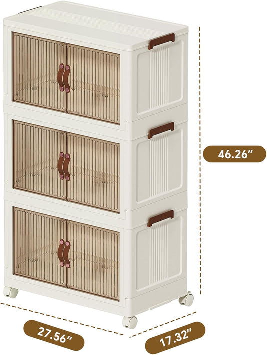 130QT Large Plastic Storage Bins with Lids and Wheels 4 Tiers
