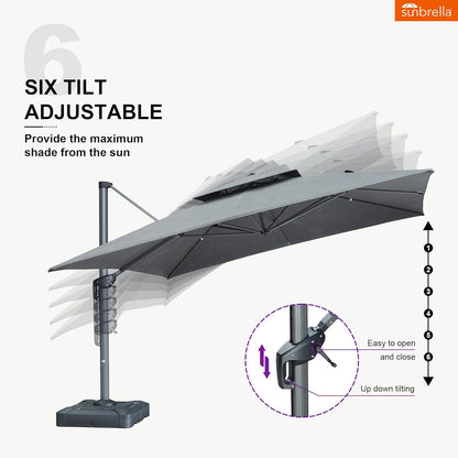 12ft Patio Umbrella with Base Large Outdoor Square Umbrella