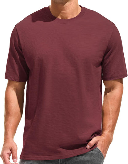 Cotton Loose Fit Thick T-Shirt Heavy Weight Crewneck Tees for Men