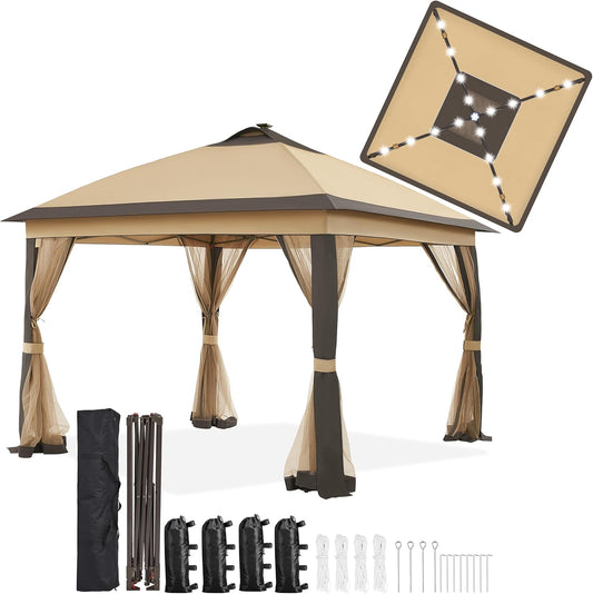 11x11 Pop Up Gazebo Canopy Tent with Mesh Netting and Sandbags
