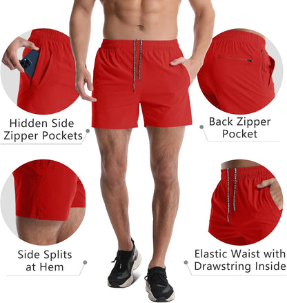 2 Pack Mens Athletic Shorts 5 Inch Quick Dry Gym Workout Shorts Men Lightweight Sports Running Shorts with Pockets