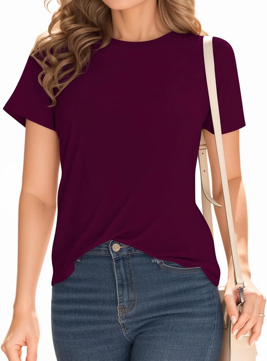 Short Sleeve Crew Neck Casual Shirts Basic Tee Summer Tops
