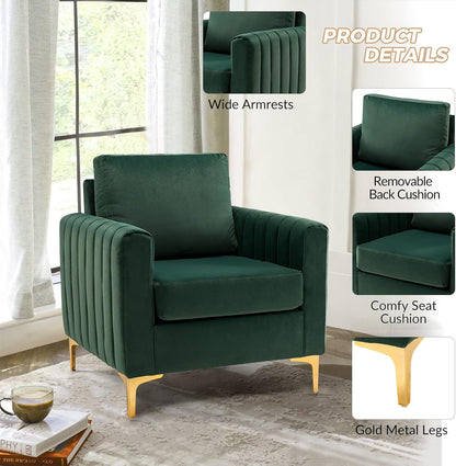HULALA HOME Velvet Accent Club Chairs Set of 2