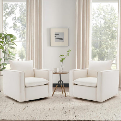 COLAMY Swivel Accent Chair Set 34 Inches Wide Upholstered Arm Chair