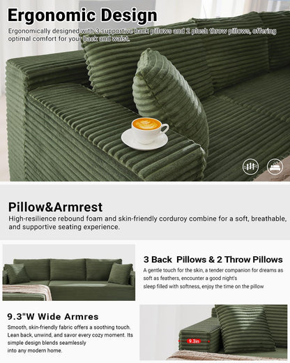 105 Inch Cloud Sectional Couch with Deep Seat