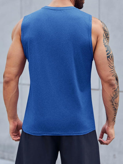Men's Sleeveless Tank Tops Crewneck Solid Loose Fit Shirt