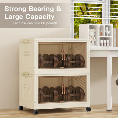 23 Gal Stackable Storage Bins with Lids and Wheels 5 Pack
