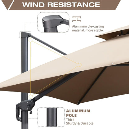 12ft Patio Umbrella with Base Large Outdoor Square Umbrella