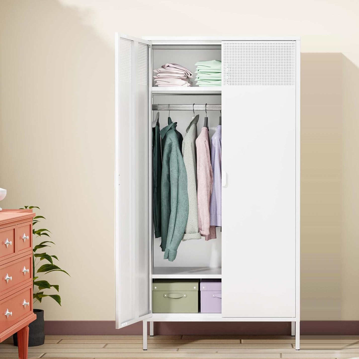 2 Door Storage Sideboard Metal Storage Cabinet with 2 Adjustable Shelf