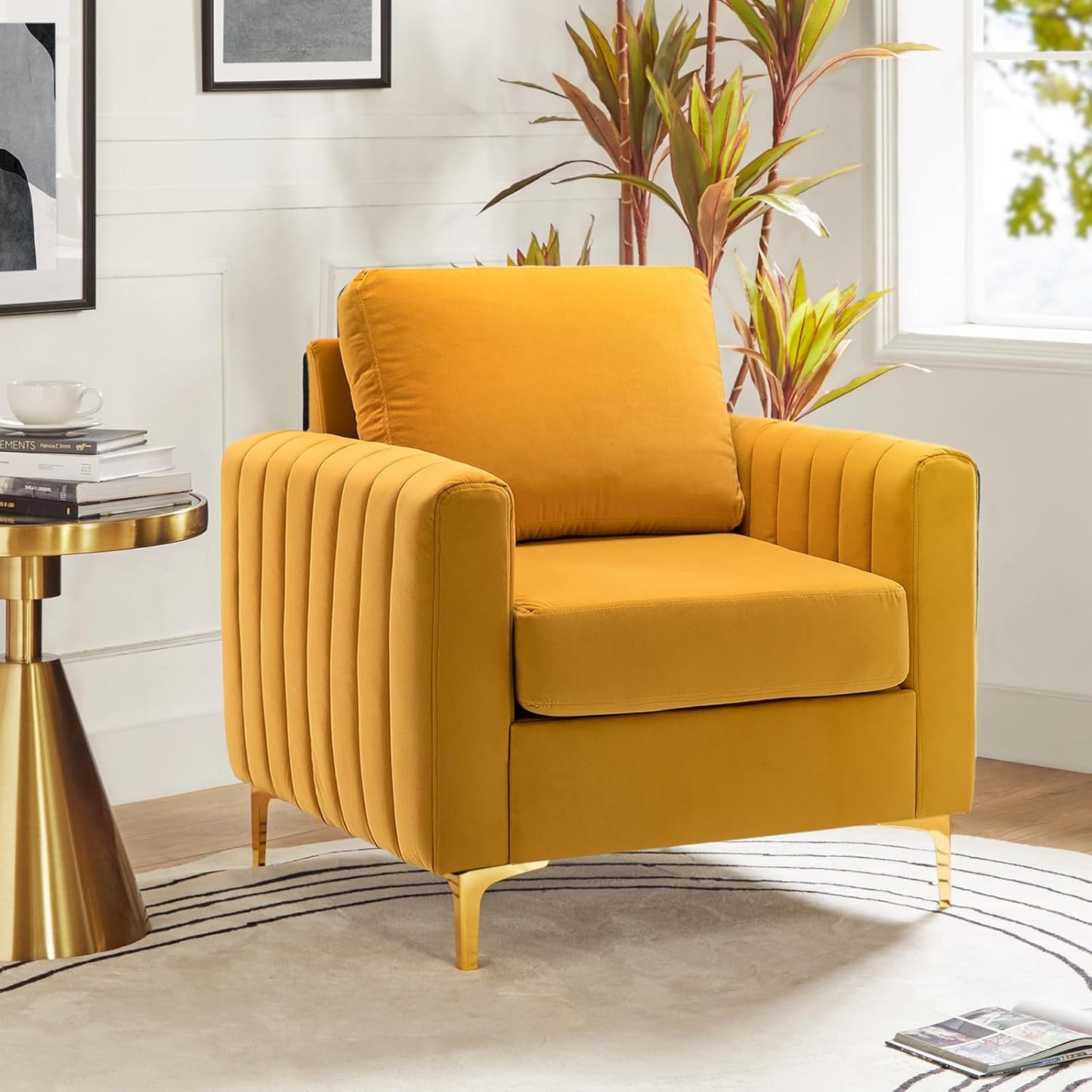 HULALA HOME Velvet Accent Club Chairs Set of 2