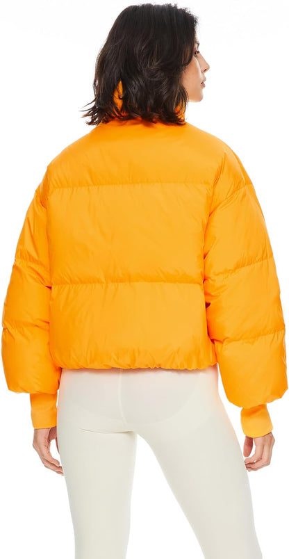 Womens Winter Oversized Cropped Puffer Jacket Zip Up Short Down Coat