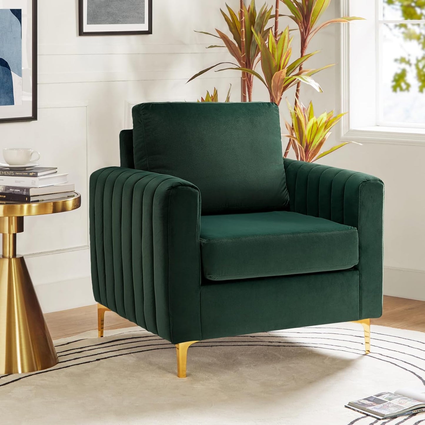 HULALA HOME Velvet Accent Club Chairs Set of 2