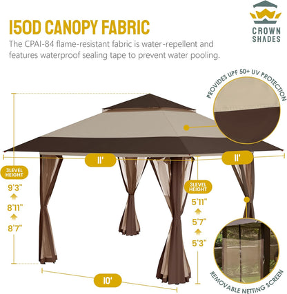 13x13 Pop Up Gazebo Canopy Tent with Wheeled Storage Bag Grey