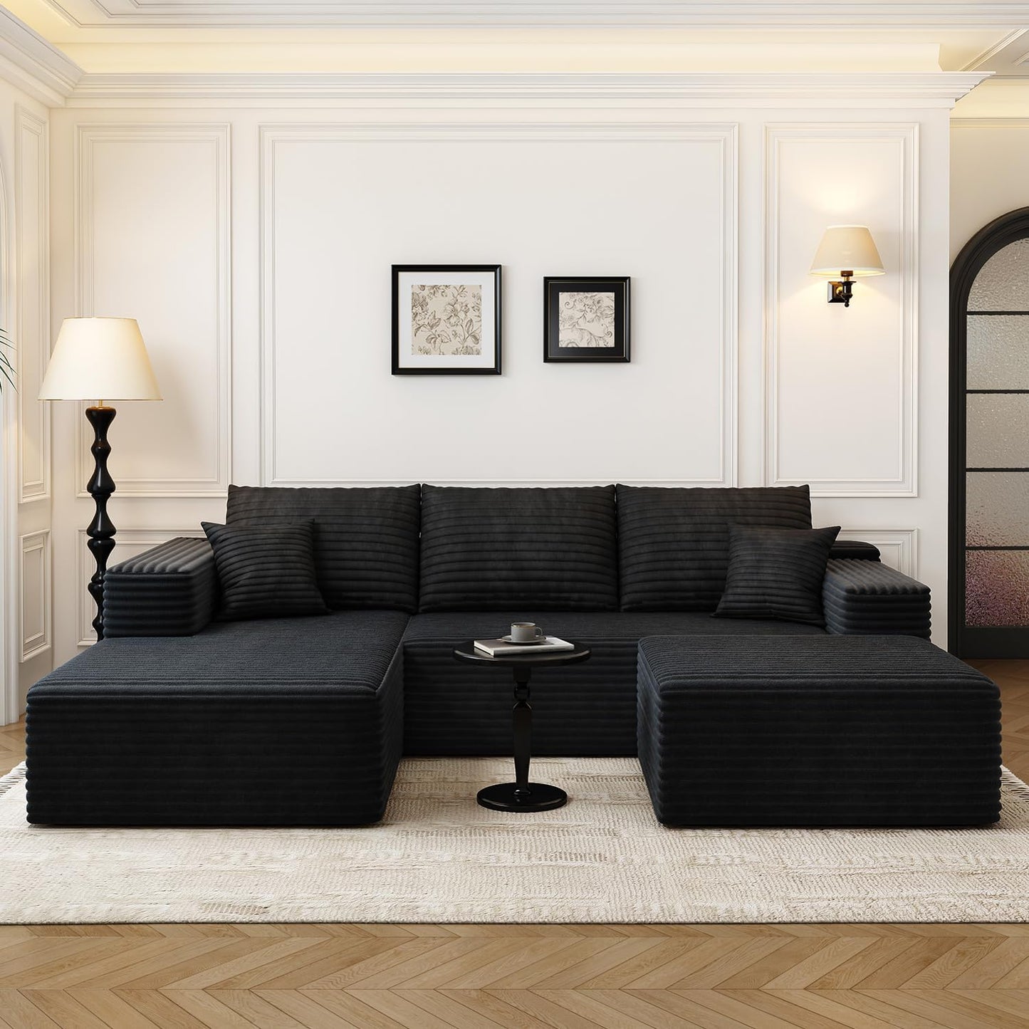 107.5" Cloud Modular Sectional Sofa with 1 Ottoman