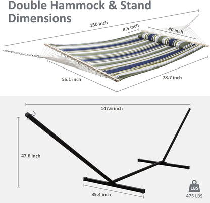 2 Person Hammock with Stand Heavy Duty Portable Dark Grey