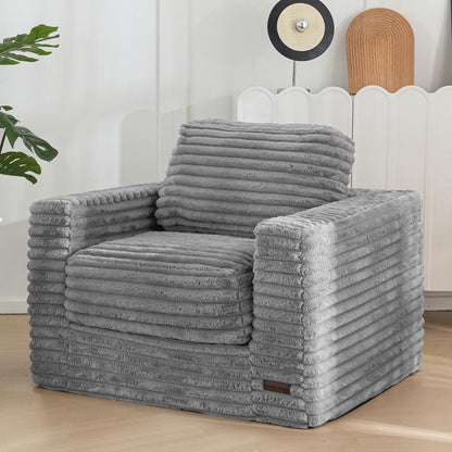Plush Giant Bean Bag Sofa for Adults Floor Loveseat Chair with Armrests White