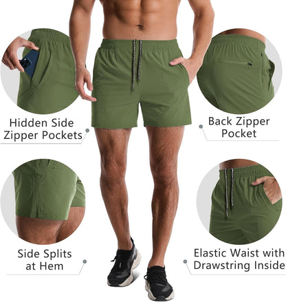 2 Pack Mens Athletic Shorts 5 Inch Quick Dry Gym Workout Shorts Men Lightweight Sports Running Shorts with Pockets