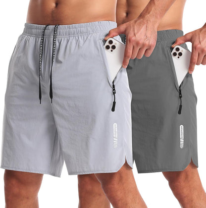 2 Pack Mens Workout Athletic Shorts 7 inch Inseam Quick Dry Hiking Shorts Men Lightweight Sports Gym Shorts Running