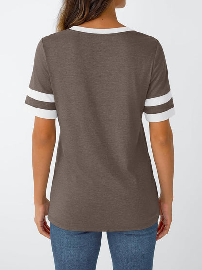 Women's Short Sleeve V Neck T Shirts Trendy Casual Spring Tops