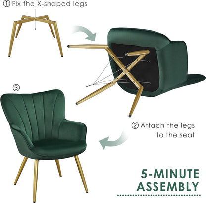 Yaheetech PU Leather Armchair Modern Accent Chair with Metal Legs