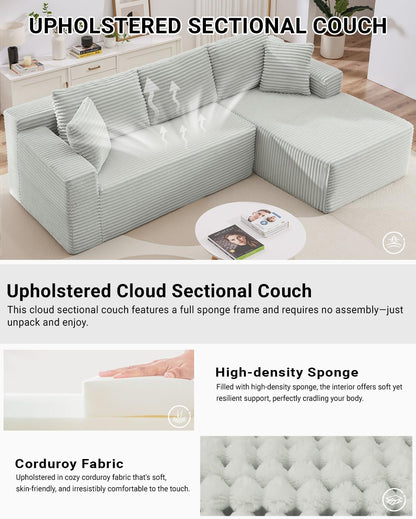 105 Inch Cloud Sectional Couch with Deep Seat