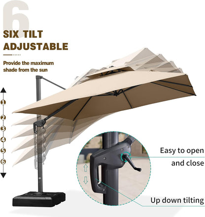 12ft Patio Umbrella with Base Large Outdoor Square Umbrella