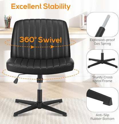 DUMOS Criss Cross Chair Legged Office Wide Comfy Desk Seat