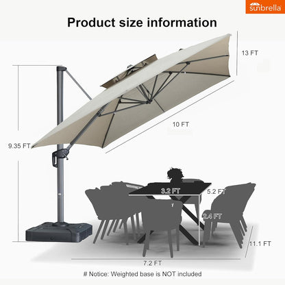 12ft Patio Umbrella with Base Large Outdoor Square Umbrella