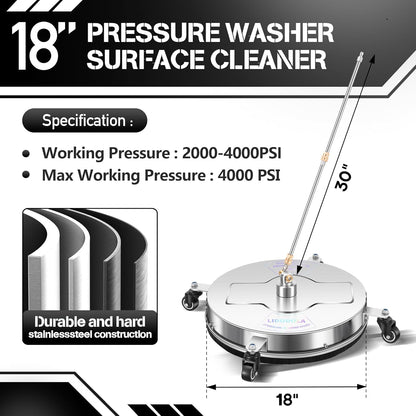 14" Pressure Washer Surface Cleaner with 4 Wheels