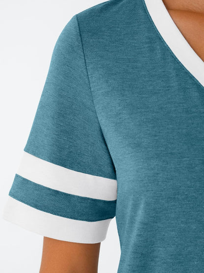 Women's Short Sleeve V Neck T Shirts Trendy Casual Spring Tops