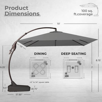 12FT Outdoor Offset Cantilever Umbrella with Base Champagne