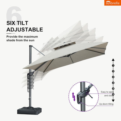 12ft Patio Umbrella with Base Large Outdoor Square Umbrella