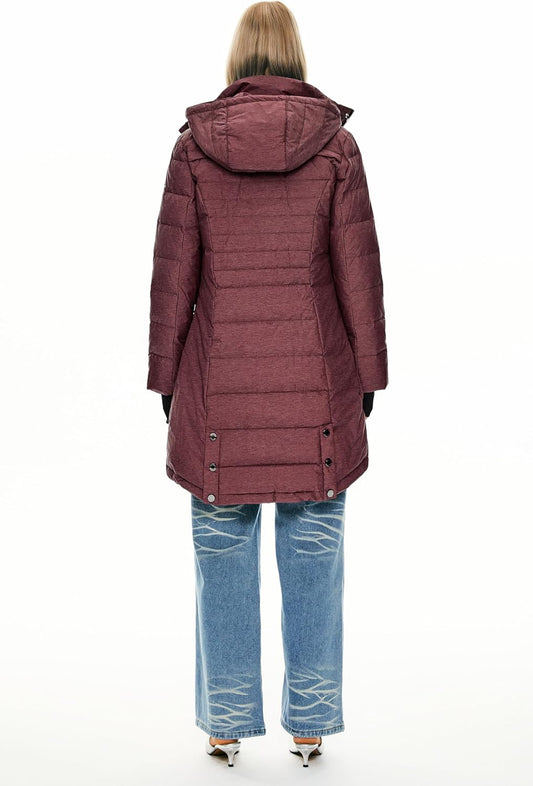 Womens Long Winter Down Jacket Hooded Quilted Puffer Coat Slim Fit Warm Outerwear