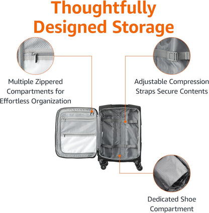 20" Luggage, Softside Suitcase With TSA Lock