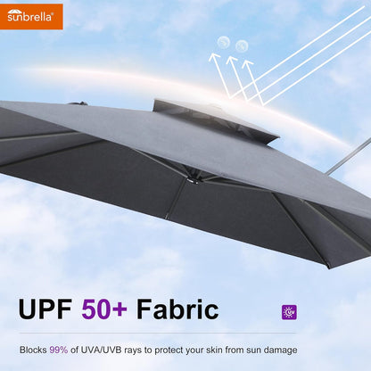 12ft Patio Umbrella with Base Large Outdoor Square Umbrella