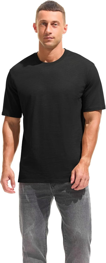Cotton Loose Fit Thick T-Shirt Heavy Weight Crewneck Tees for Men