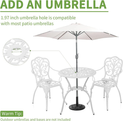 Patio Bistro Set 3 Piece Outdoor Cast Aluminum Outdoor Bistro Table