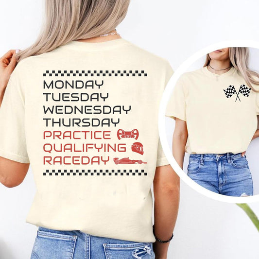 Racing Cars Shirts for Women Checkered Flag Print T-Shirt