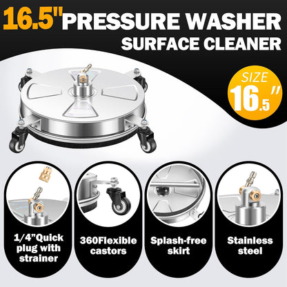 14" Pressure Washer Surface Cleaner with 4 Wheels