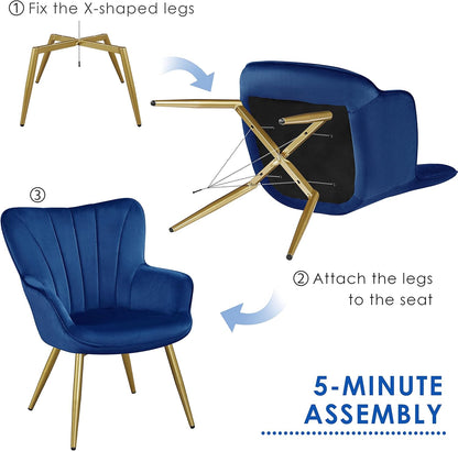 Yaheetech PU Leather Armchair Modern Accent Chair with Metal Legs