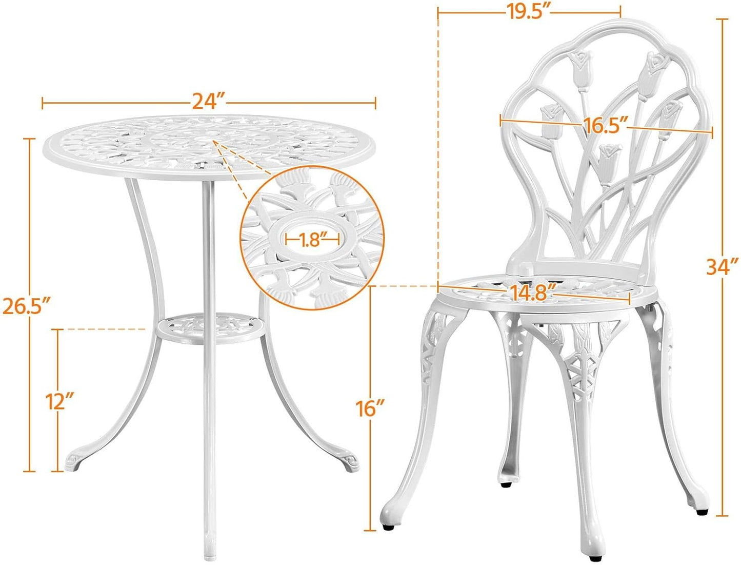 Yaheetech 3-Piece Outdoor Bistro Set w/Floral Design