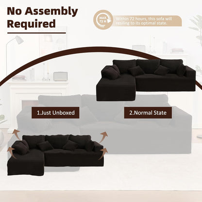 107" Boneless Couch with Deep Seat Cloud Sectional Couch for Living Room