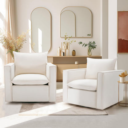 COLAMY Swivel Accent Chair Set 34 Inches Wide Upholstered Arm Chair