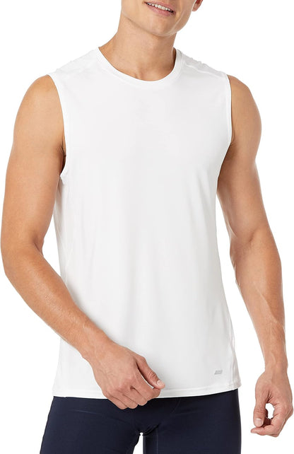 Essentials Men's Active Quick Dry Tech Stretch Lightweight Sleeveless Muscle Shirt