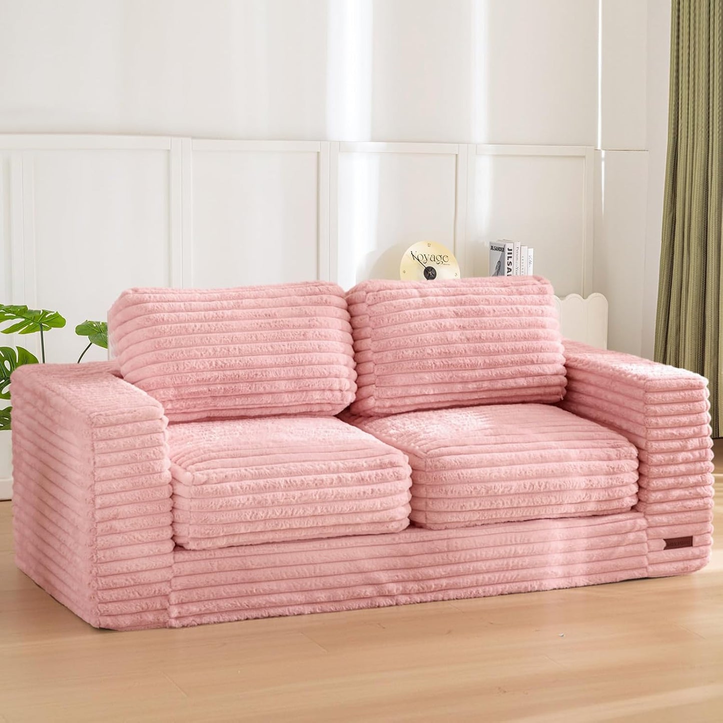 Plush Giant Bean Bag Sofa for Adults Floor Loveseat Chair with Armrests White
