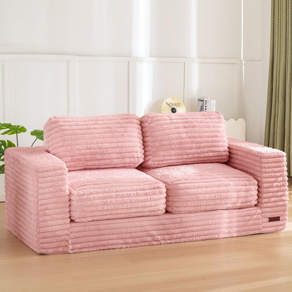 Plush Giant Bean Bag Sofa for Adults Floor Loveseat Chair with Armrests White