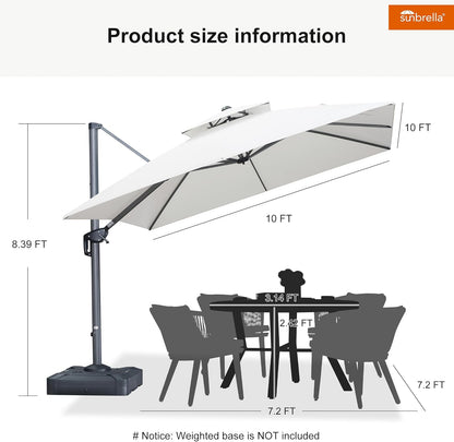 12ft Patio Umbrella with Base Large Outdoor Square Umbrella