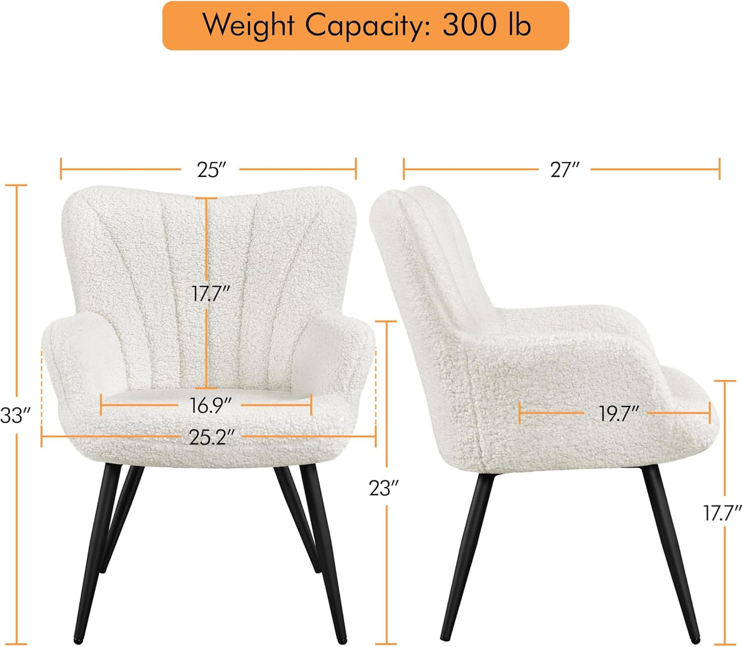 Yaheetech PU Leather Armchair Modern Accent Chair with Metal Legs
