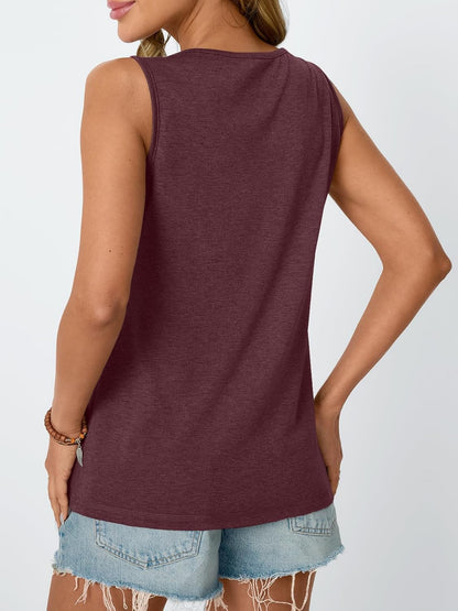 Womens Tank Tops 2025 Summer Sleeveless Blouses Flowy Crewneck Casual Trendy Outfits