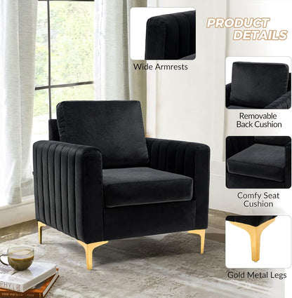 HULALA HOME Velvet Accent Club Chairs Set of 2